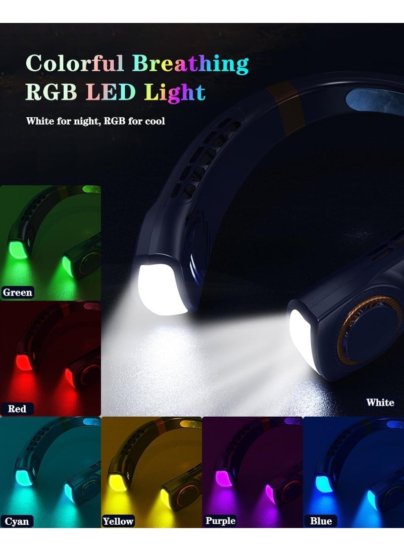 عام مكيف هواء مروحة مصباح LED مع أطباق التبريد ، 5 سرعات تهب الهواء البارد قابل للتعديل ، بطارية محمولة 4000 مللي أمبير في الساعة معجبة شخصية قابلة لإعادة الشحن للنساء ، والسفر في التخييم ، والخارجية ، والأسود - Image 2