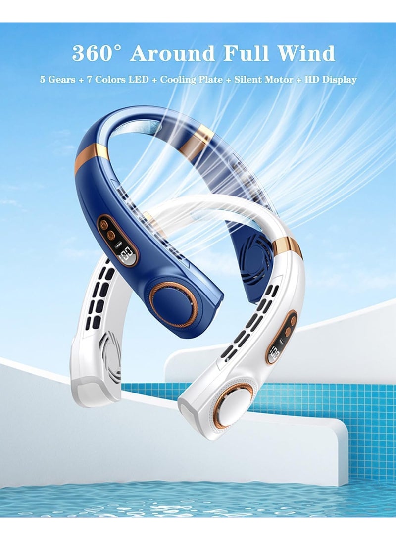 عام مكيف هواء مروحة مصباح LED مع أطباق التبريد ، 5 سرعات تهب الهواء البارد قابل للتعديل ، بطارية محمولة 4000 مللي أمبير في الساعة معجبة شخصية قابلة لإعادة الشحن للنساء ، والسفر في التخييم ، والخارجية ، والأسود - Image 4