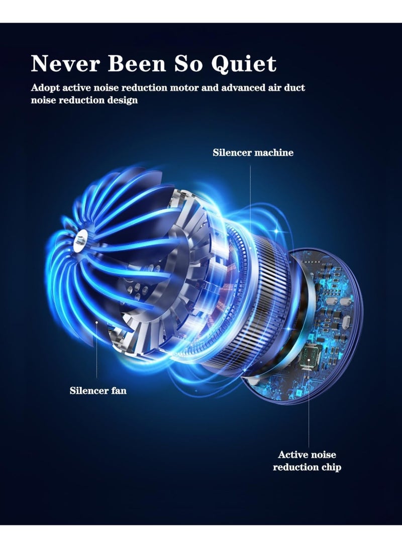 عام مكيف هواء مروحة مصباح LED مع أطباق التبريد ، 5 سرعات تهب الهواء البارد قابل للتعديل ، بطارية محمولة 4000 مللي أمبير في الساعة معجبة شخصية قابلة لإعادة الشحن للنساء ، والسفر في التخييم ، والخارجية ، والأسود - Image 5