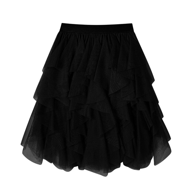 تنورة صيفية قصيرة تنورة شبكية خيالية تنورة منتفخة تنورة قصيرة للنساء مشمش - Image 3