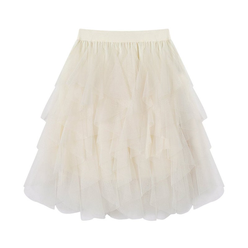 تنورة صيفية قصيرة تنورة شبكية خيالية تنورة منتفخة تنورة قصيرة للنساء مشمش - Image 1