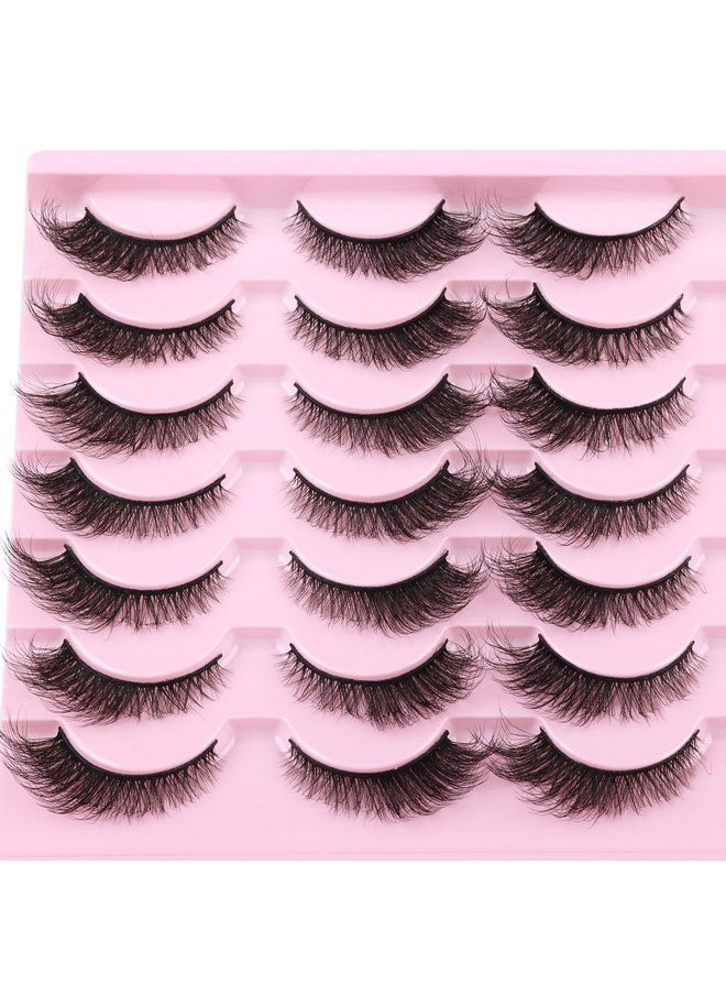 Shes Natural Look Fluffy Faux Mink Eyelashes Wispy Fox Eye Lashes That Look Like Extensions 3D Mink Lashes Natural Strip Lashes Pack By Kiromiro 14 Pairs