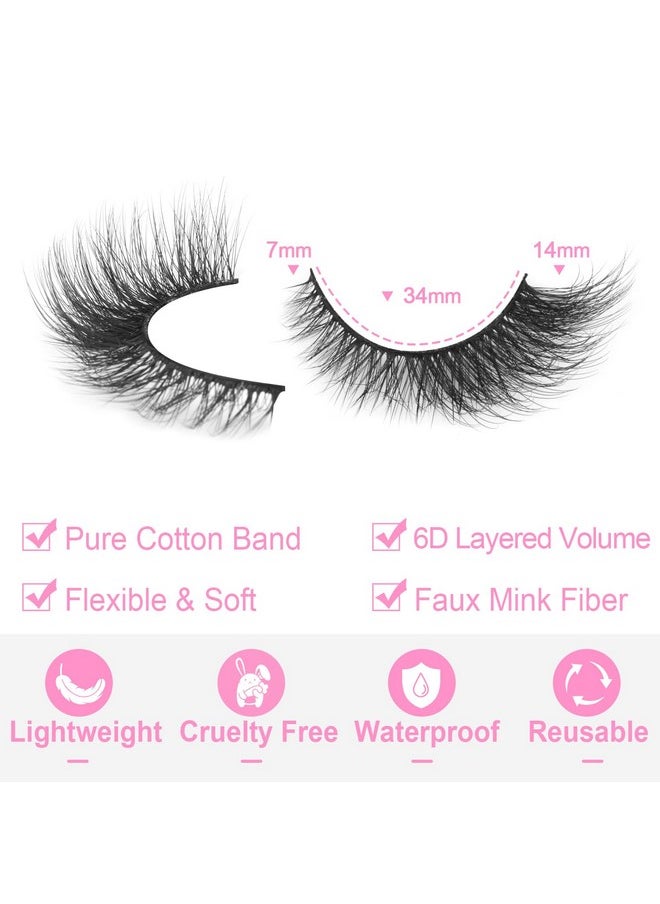 Shes Natural Look Fluffy Faux Mink Eyelashes Wispy Fox Eye Lashes That Look Like Extensions 3D Mink Lashes Natural Strip Lashes Pack By Kiromiro 14 Pairs
