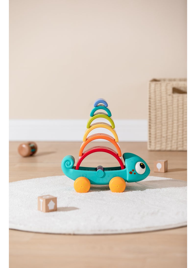 هولا Hola Rainbow Chameleon Pull Along Toy | Stacking Arches for Toddlers 18+ Months | Educational Color & Shape Recognition - Image 2