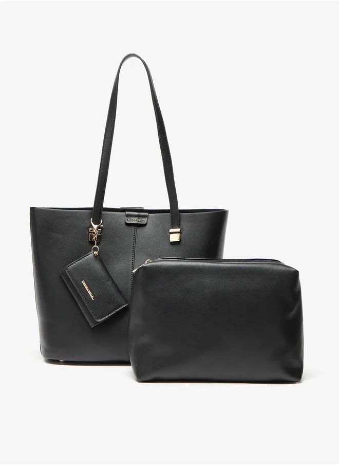 Flora Bella By Shoexpress Textured Tote Bag with Pouch