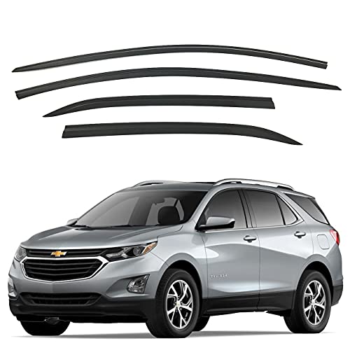 AUTO CLOVER AUTOCLOVER Tape-On Rain Guards Window Visors 4 Pcs Set for Chevrolet Equinox 2018 2019 2020 2021 2022 2023 2024 / Window Deflectors, Out-Channel Vent Shades (Smoked) - Image 1