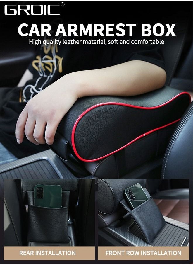 GROIC - Car Armrest Cushion,Memory Foam Car Armrest Pad,Auto Center Console Armrest Pillow with Phone Holder Storage Bag,Car Center Console Cover,Arm Rest Protector,Car Interior - Image 1