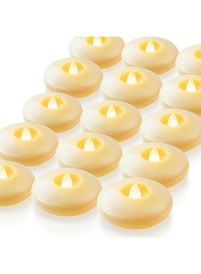 Homemory 12 Pack 3” Flameless Led Floating Candles, 120+ Hour Battery Operated Flickering Waterproof Tealights for Cylinder Vases, Centerpieces at Wedding, Party, Pool, Holiday (Ivory Base) - Image 1