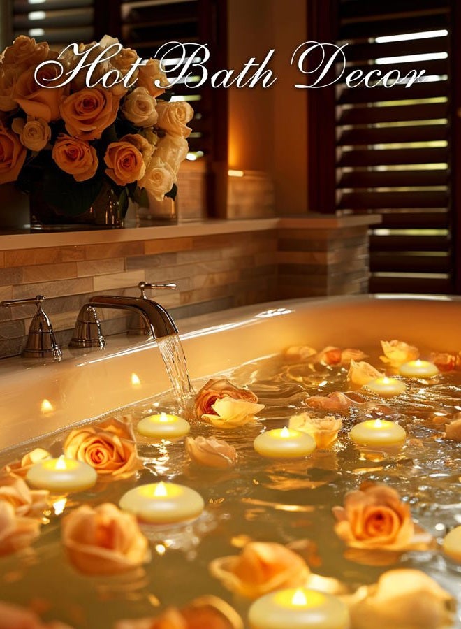 Homemory 12 Pack 3” Flameless Led Floating Candles, 120+ Hour Battery Operated Flickering Waterproof Tealights for Cylinder Vases, Centerpieces at Wedding, Party, Pool, Holiday (Ivory Base) - Image 5
