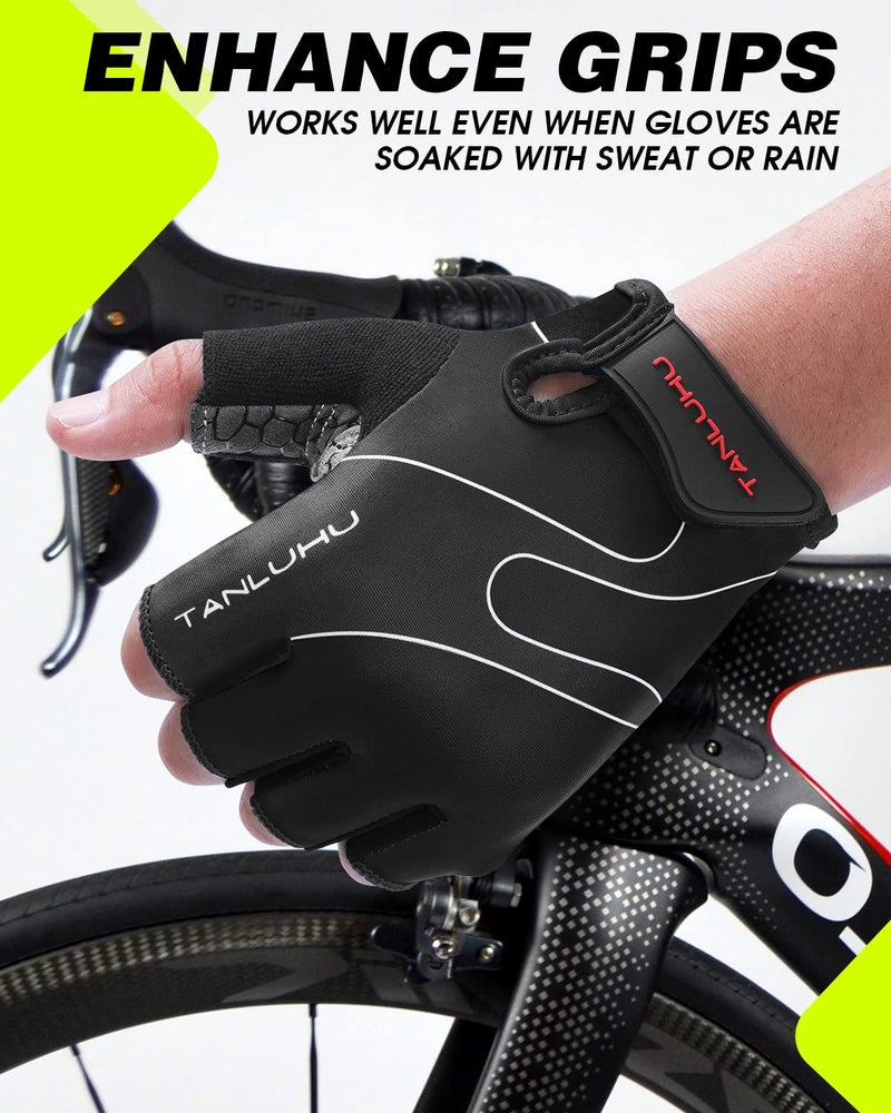 Tanluhu Cycling Gloves - Mountain Bike Half Finger Road Riding Gloves, Breathable, Shock-Absorbing, for Men and Women - Image 3