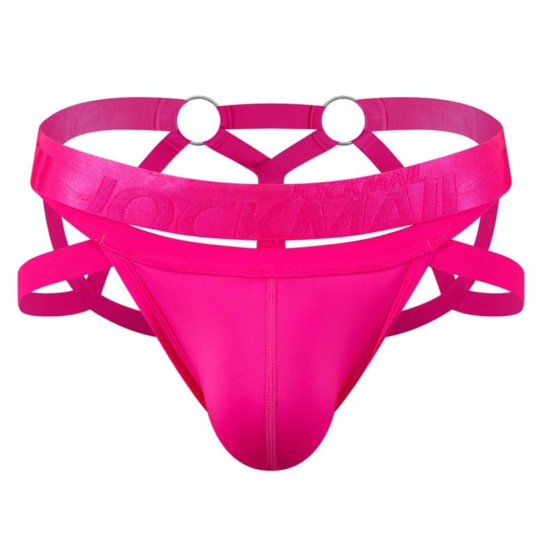 JOCKMAIL Jockstrap for Men Mens Thong Athletic Supporters Jock Strap Male Underwear (M, Rose) - Image 1