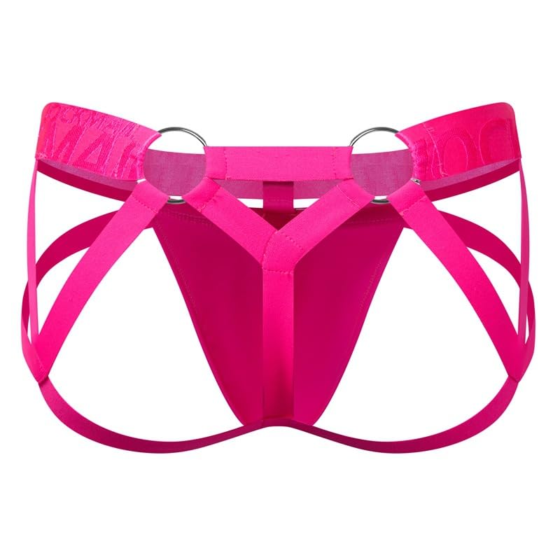 JOCKMAIL Jockstrap for Men Mens Thong Athletic Supporters Jock Strap Male Underwear (M, Rose) - Image 2