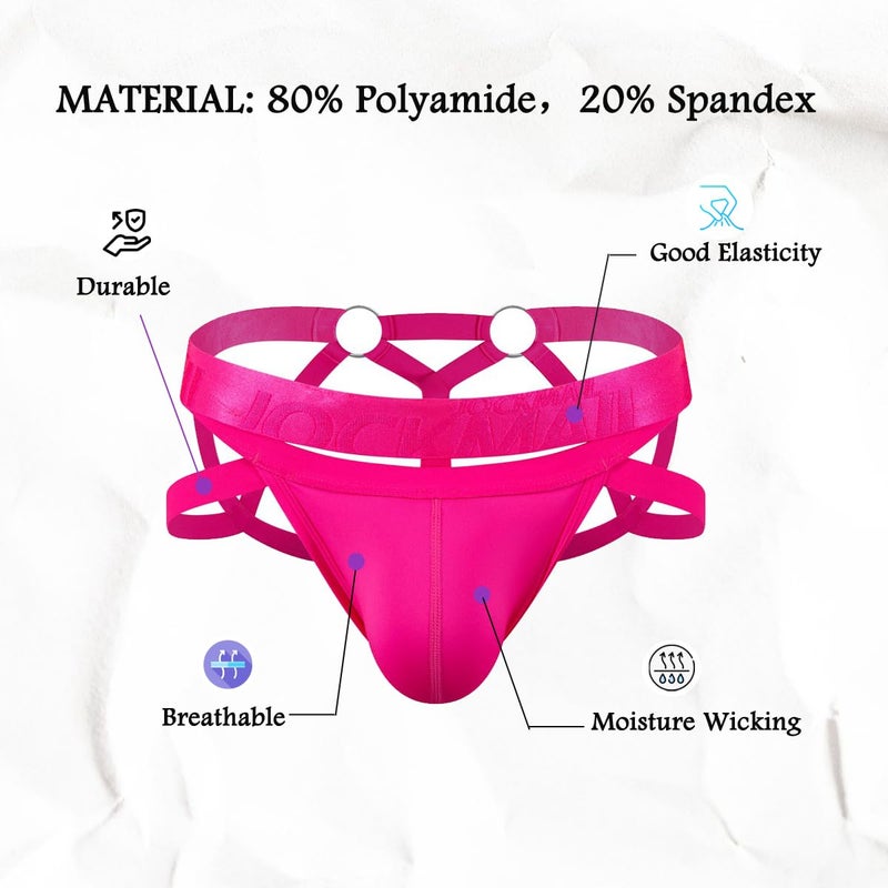 JOCKMAIL Jockstrap for Men Mens Thong Athletic Supporters Jock Strap Male Underwear (M, Rose) - Image 5