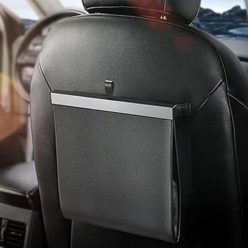 Black Car Back Seat Hanging Organizer PU Leather Storage Bag Small Trash Bag - Image 3