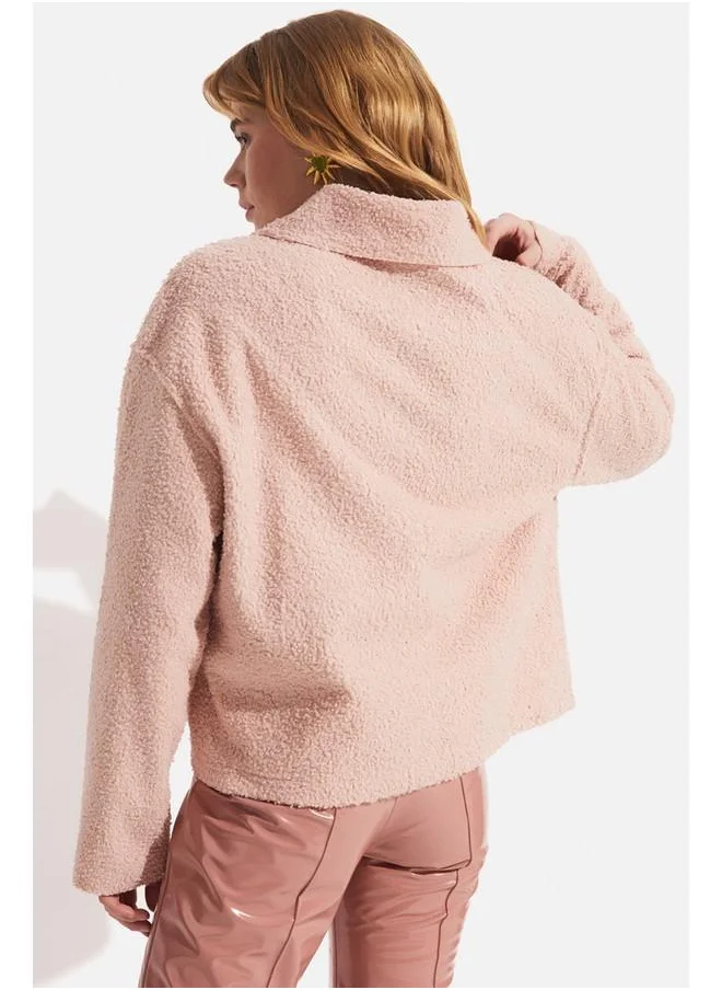 جون June Self Patterned Jacket Powder