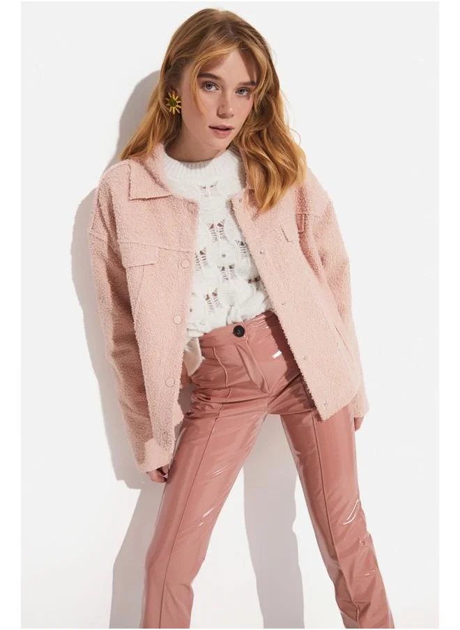 جون June Self Patterned Jacket Powder