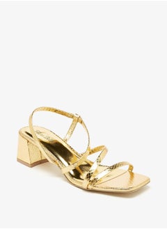Square Toe Slingback Strap Sandals with Block Heels