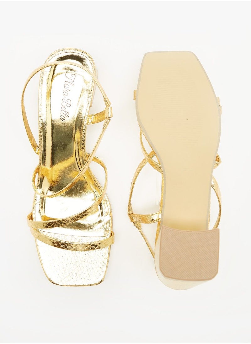Flora Bella - Square Toe Slingback Strap Sandals with Block Heels - Image 1