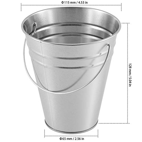 ZEONHAK 20 Pack 4.5 x 5 Inches Galvanized Metal Buckets with Handle, Multifunctional Metal Pails, Small Metal Bucket for Party, Plants, Wedding and Home Decorations, Vase, Candy, Silver - Image 2