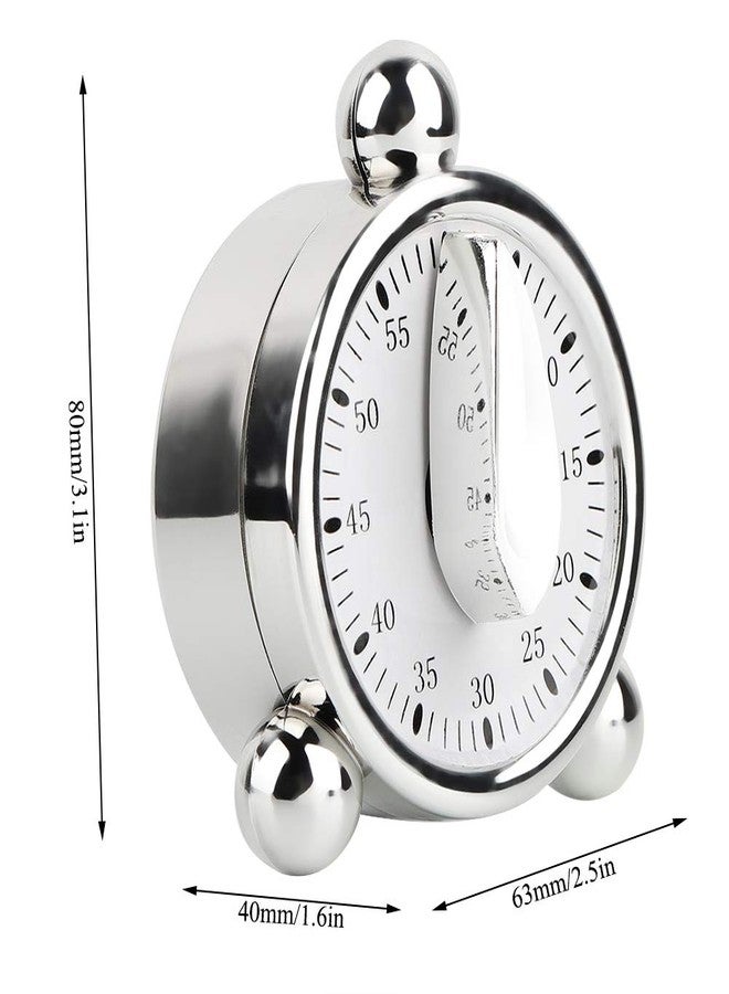 Haofy Manual Kitchen Timer, 60 Minutes Kitchen Timer Reminder Visual Countdown Cooking Timer with Alarm Sound for Home Classroom, Silver - Image 2