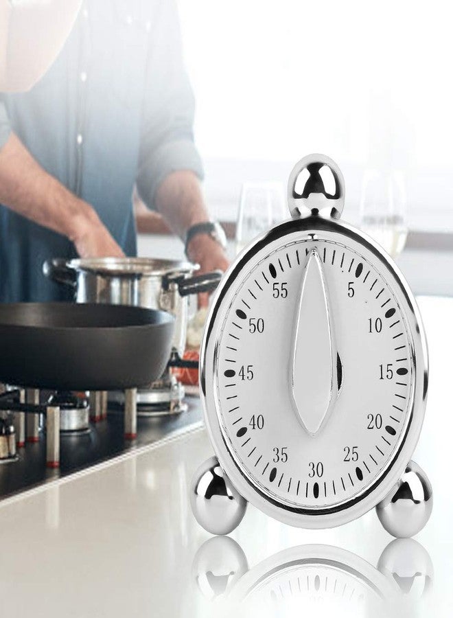 Haofy Manual Kitchen Timer, 60 Minutes Kitchen Timer Reminder Visual Countdown Cooking Timer with Alarm Sound for Home Classroom, Silver - Image 3