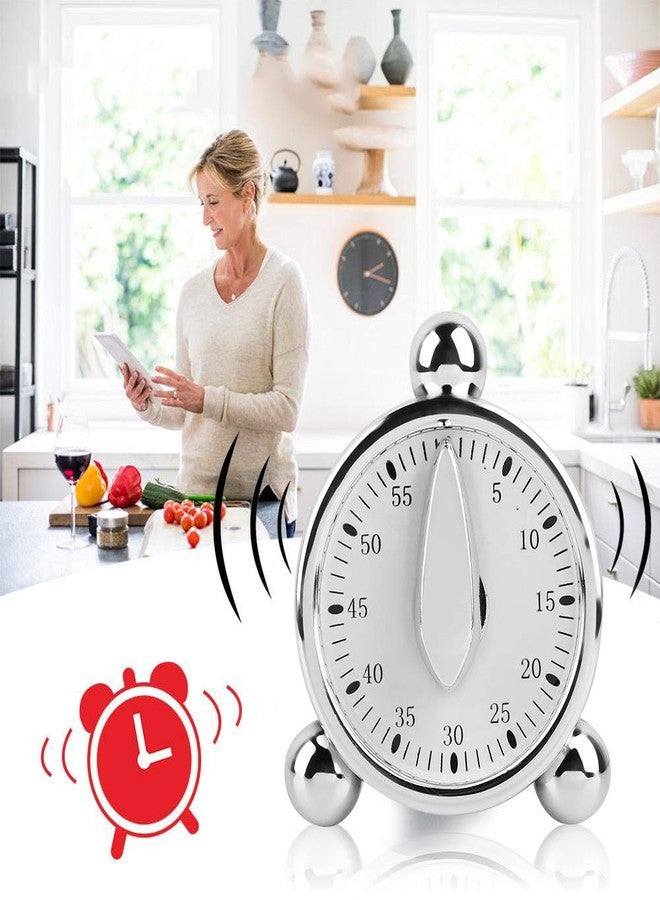 Haofy Manual Kitchen Timer, 60 Minutes Kitchen Timer Reminder Visual Countdown Cooking Timer with Alarm Sound for Home Classroom, Silver - Image 5