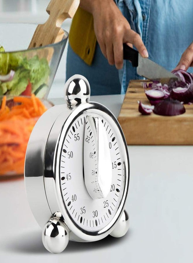 Haofy Manual Kitchen Timer, 60 Minutes Kitchen Timer Reminder Visual Countdown Cooking Timer with Alarm Sound for Home Classroom, Silver - Image 4