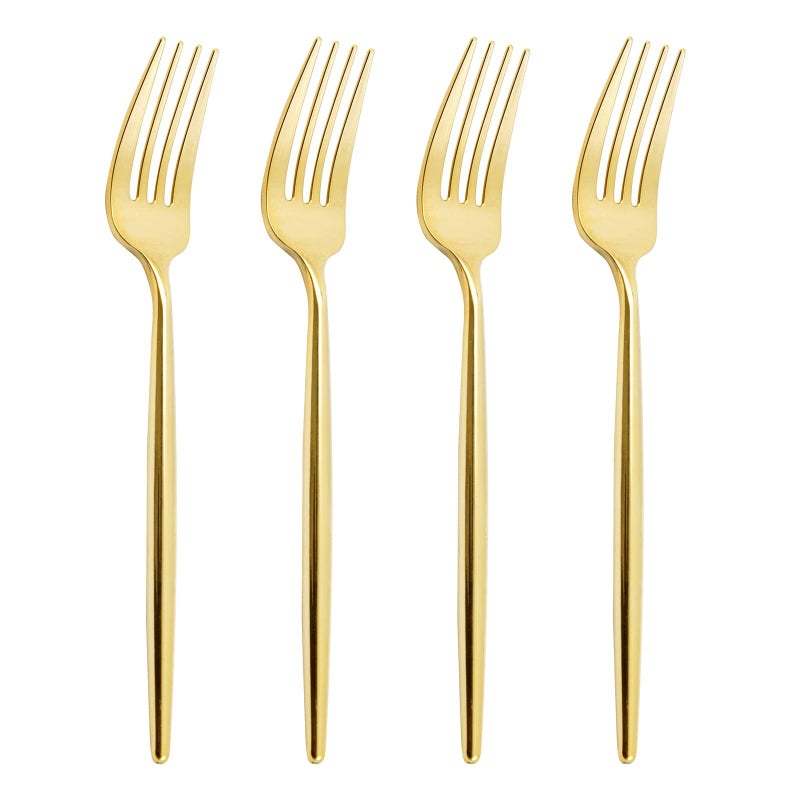 U-QE 180Pcs Gold Plastic Forks - 7.6 Inch Heavy Duty Plastic Forks  Heavyweight Gold Plastic Silverware Perfect For Parties & Weddings and Other Daily Events - Image 1
