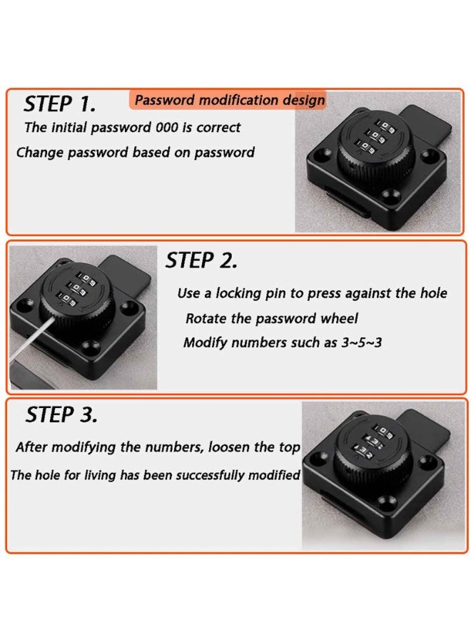 هيدفانا قفل كلمة مرور ميكانيكي، قفل أمان خزانة بكلمة مرور مكونة من 3 أرقام، قفل درج بكلمة مرور من سبائك الزنك لغرفة النوم والمكتب والخزانة والدرج. - Image 3