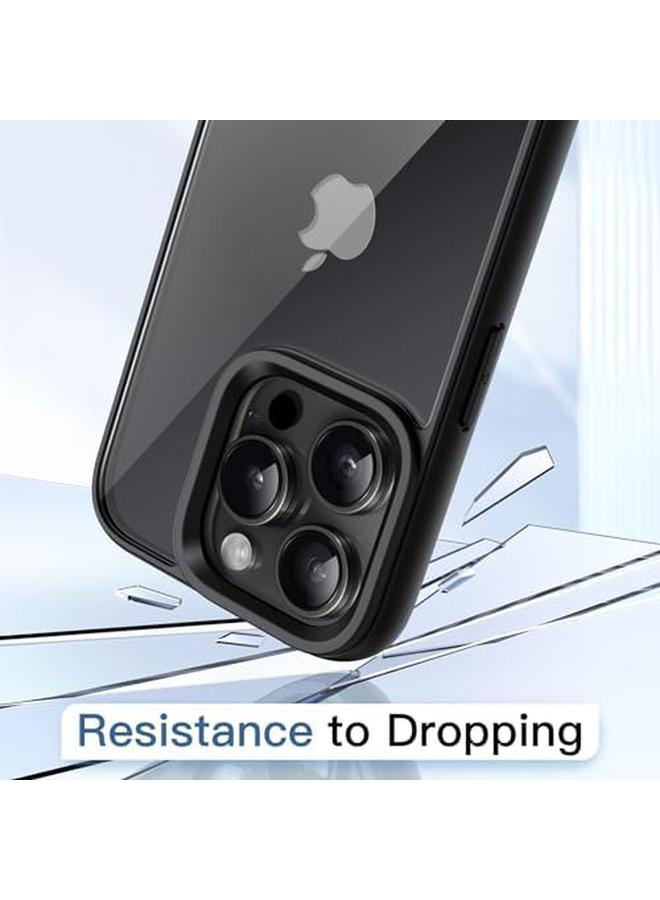 جي تيك جراب لهاتف iPhone 15 Pro Max مقاس 6.7 بوصة، غطاء ممتص للصدمات مقاوم للصدمات بلون سادة غير لامع وإطار من مادة TPU ومضاد للخدش وظهر شفاف من التيتانيوم الأسود - Image 4