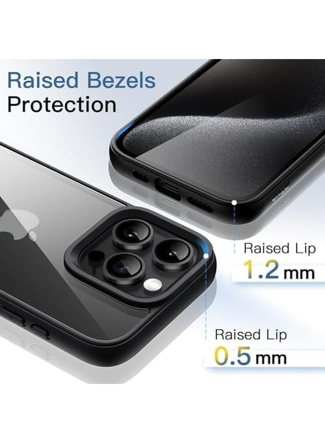 جي تيك جراب لهاتف iPhone 15 Pro Max مقاس 6.7 بوصة، غطاء ممتص للصدمات مقاوم للصدمات بلون سادة غير لامع وإطار من مادة TPU ومضاد للخدش وظهر شفاف من التيتانيوم الأسود - Image 5