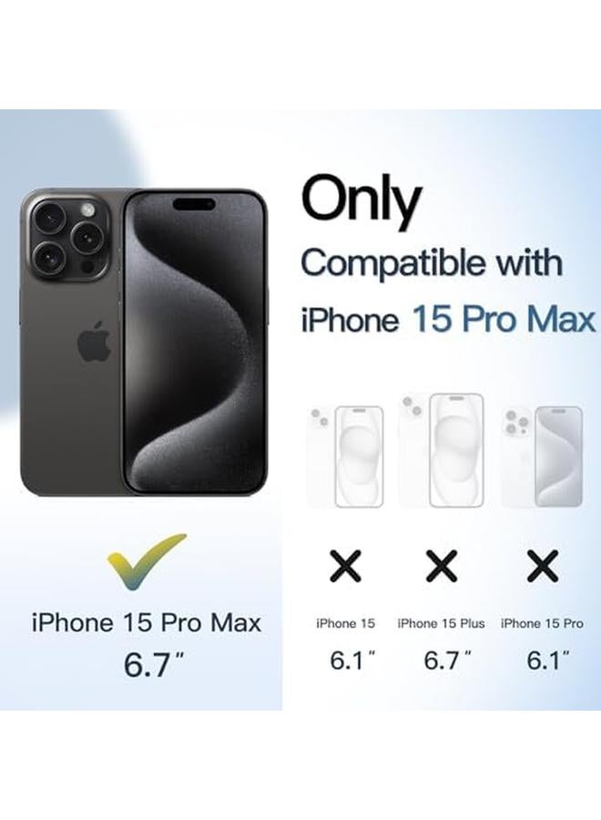جي تيك جراب لهاتف iPhone 15 Pro Max مقاس 6.7 بوصة، غطاء ممتص للصدمات مقاوم للصدمات بلون سادة غير لامع وإطار من مادة TPU ومضاد للخدش وظهر شفاف من التيتانيوم الأسود - Image 2