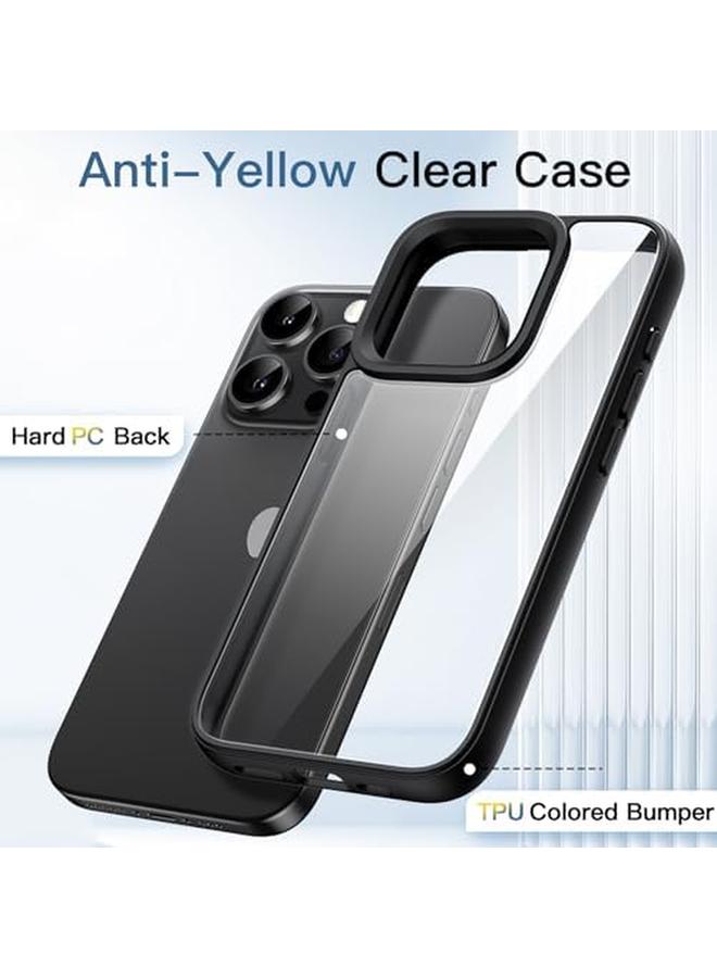 جي تيك جراب لهاتف iPhone 15 Pro Max مقاس 6.7 بوصة، غطاء ممتص للصدمات مقاوم للصدمات بلون سادة غير لامع وإطار من مادة TPU ومضاد للخدش وظهر شفاف من التيتانيوم الأسود - Image 3