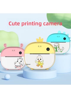 Generic HD Children's Camera Thermal Print Mini Cartoon Children's Digital Camera Fun Toys-Color:Small Blue Hippopotamus  - Image 2