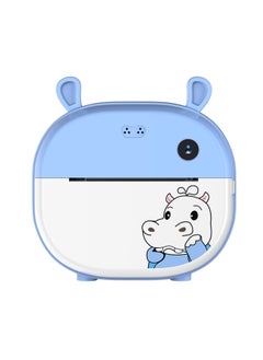 Generic HD Children's Camera Thermal Print Mini Cartoon Children's Digital Camera Fun Toys-Color:Small Blue Hippopotamus  - Image 1