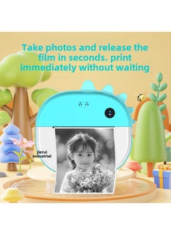 Generic HD Children's Camera Thermal Print Mini Cartoon Children's Digital Camera Fun Toys-Color:Small Blue Hippopotamus  - Image 3