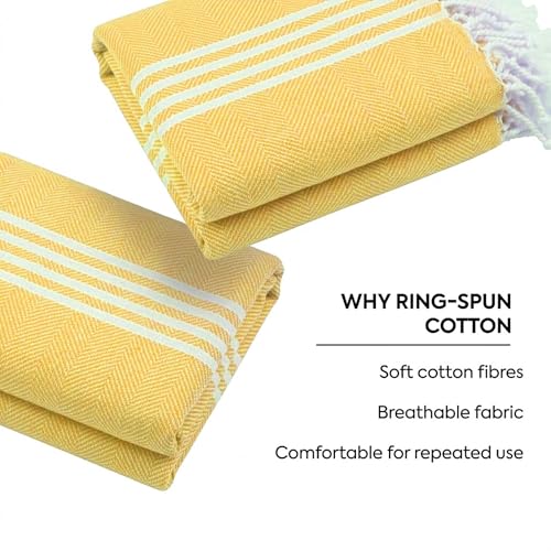 HABER Bath Towel Cotton, Ultra Soft & Highly Absorbent, Quick Dry Lightweight Luxury Towel for Bathroom, Spa & Travel (Pack of 2, Large Size 76x 152cm, Summer Friendly, Fast Drying)-Yellow & Sea Glass - Image 4