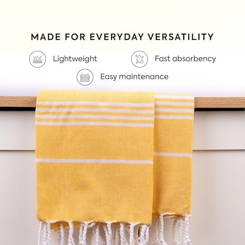 HABER Bath Towel Cotton, Ultra Soft & Highly Absorbent, Quick Dry Lightweight Luxury Towel for Bathroom, Spa & Travel (Pack of 2, Large Size 76x 152cm, Summer Friendly, Fast Drying)-Yellow & Sea Glass - Image 3