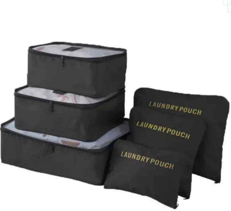 ترافل طقم منظم شنط السفر 6 قطع متعددة الأحجام بخامة وتر بروف ضد الماء، عملي وشيك لتنظيم الملابس والأغراض داخل الحقائب والدولاب - Image 1