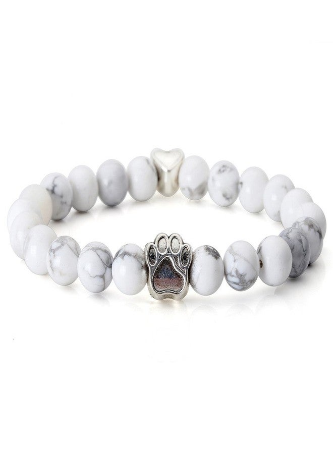 Jovivi 4pc Vintage Lava/Turquoise/Tiger Eye Stone Healing Power Crystal Dog Paw Charm Elastic Stretch Beaded Bracelets - Image 3