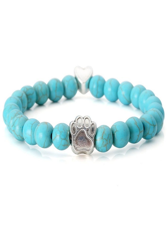 Jovivi 4pc Vintage Lava/Turquoise/Tiger Eye Stone Healing Power Crystal Dog Paw Charm Elastic Stretch Beaded Bracelets - Image 5