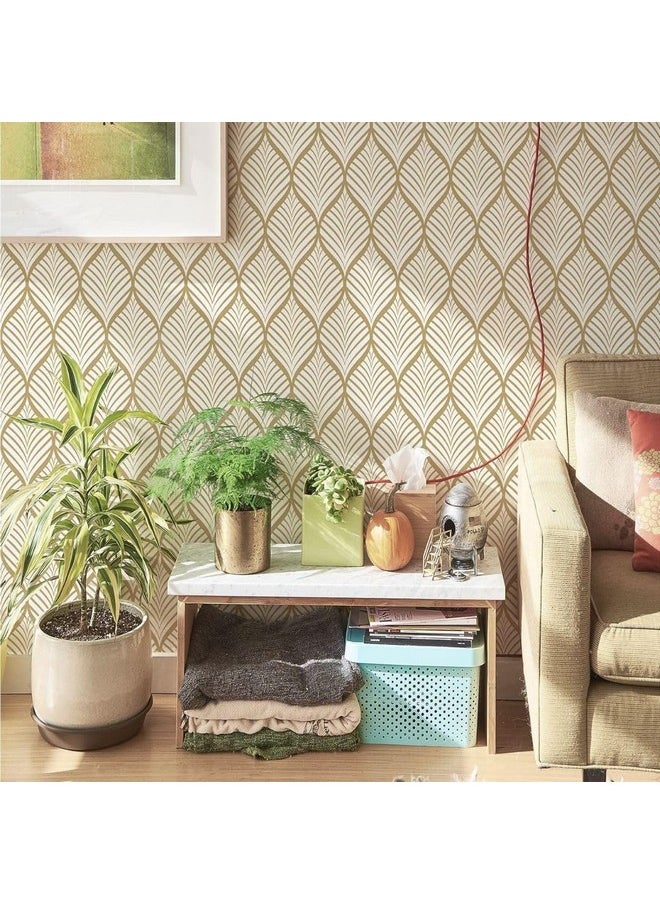 Golden Bird - Golden bird Wall Stickers Wallpaper for Bedroom (45 X 500 Cm) Faux Grasscloth Modern Living Room Decor Textured Self Adhesive Wall Covering DIY Decals (Golden) - Image 1