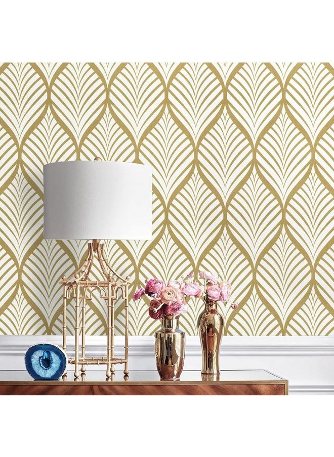 Golden Bird - Golden bird Wall Stickers Wallpaper for Bedroom (45 X 500 Cm) Faux Grasscloth Modern Living Room Decor Textured Self Adhesive Wall Covering DIY Decals (Golden) - Image 1