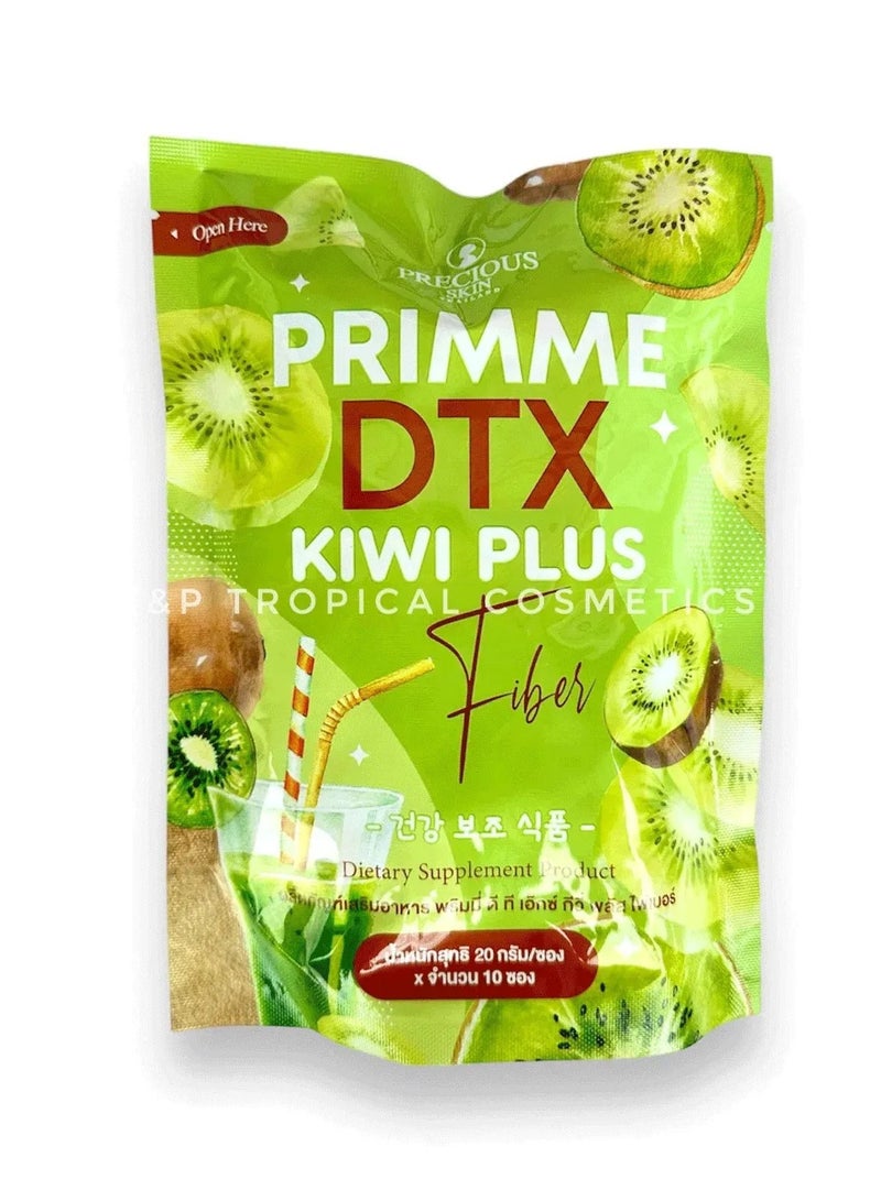 بريشيس سكين أكياس Primme DTX Kiwi Plus Fiber - مكمل غذائي طبيعي للتطهير مع غارسينيا وقهوة خضراء - صنع في تايلاند - Image 1