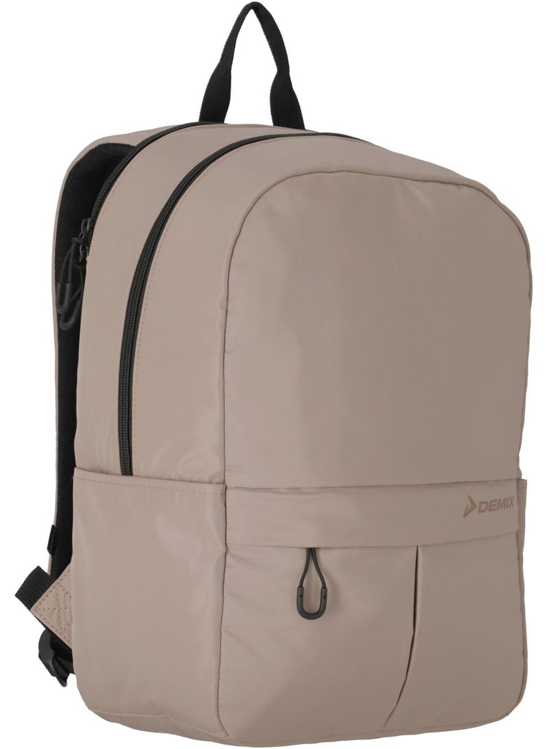 Demix One-Size Beige Backpack â€“ Compact and Functional, Water-Repellent, 15L Capacity with Padded Laptop Compartment and Multiple Pockets - Image 2