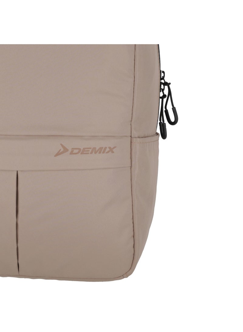 Demix One-Size Beige Backpack â€“ Compact and Functional, Water-Repellent, 15L Capacity with Padded Laptop Compartment and Multiple Pockets - Image 4