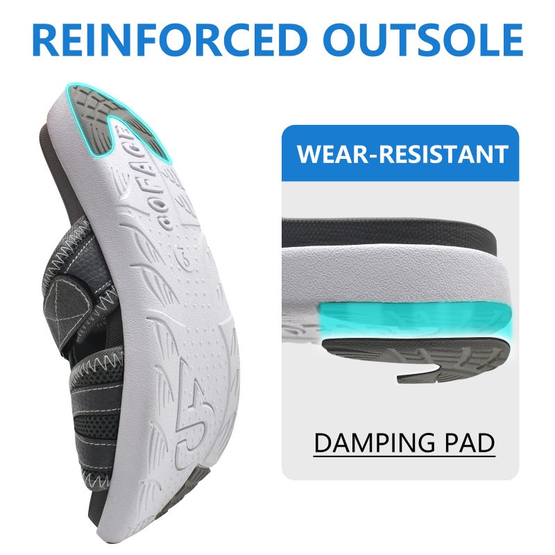 COFACE Mens Sport Recovery Sandals Plantar Fasciitis Soft Cushion Lightweight Orthotic Slides for Men Grey Size 11 - Image 5