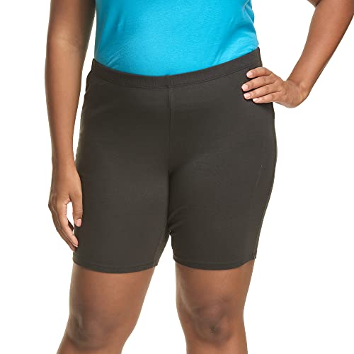 Hanes Just My Size Women's Plus-Size Stretch Jersey Bike Shorts For Cycling, Black, 1X - Image 1
