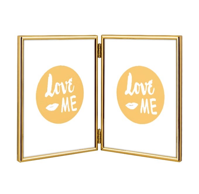 RISING STAR GOLD DOUBLE PICTURE FRAMES 5X7 HINGED PHOTO FRAME FOLDING METAL FRAME SIDE BY SIDE DUAL PICTURE FRAME