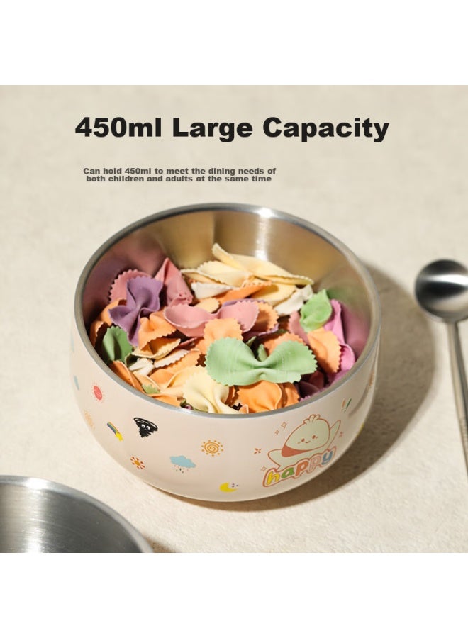 Corn Cartoon 316 Stainless Steel Household Children's Bowl, Double-layer Shatterproof And Scald-proof Baby Tableware, Complementary Food Bowl, Student Bowl - Image 4
